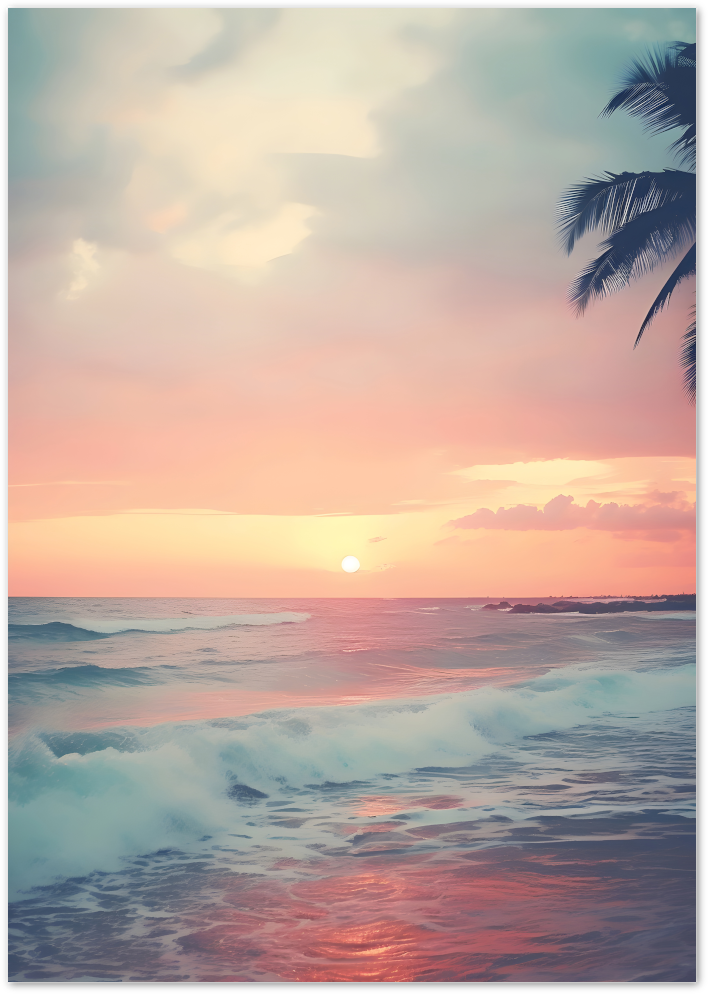 Posterux© | Pastel Sunset Poster – Coastal Horizon Serenity