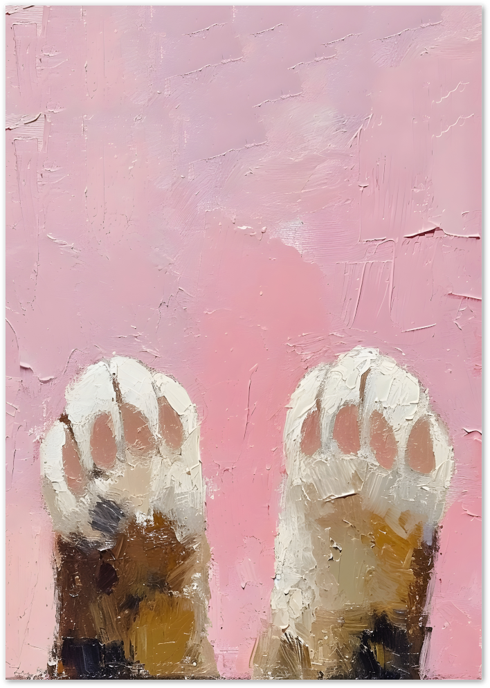 Posterux© | Cat Paws Poster – Pink Whimsical Paw Print Painting