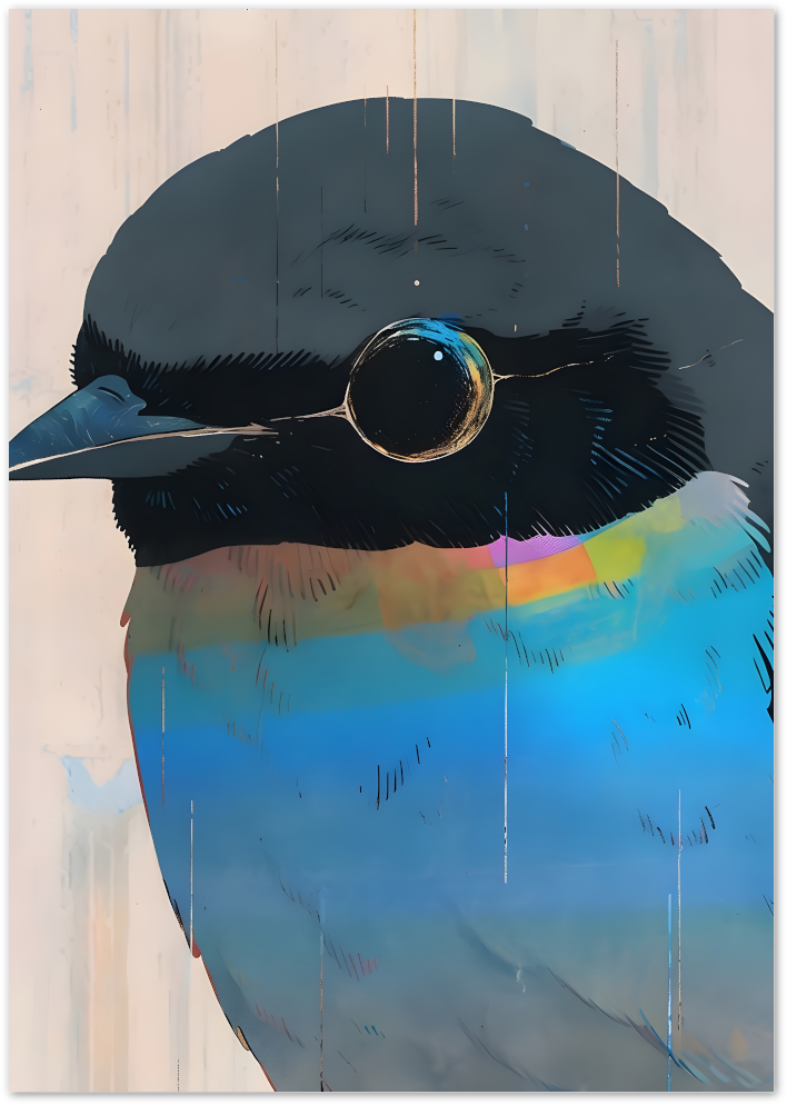 Posterux© | Hipster Bird Poster – Bluebird with Monocle Illustration