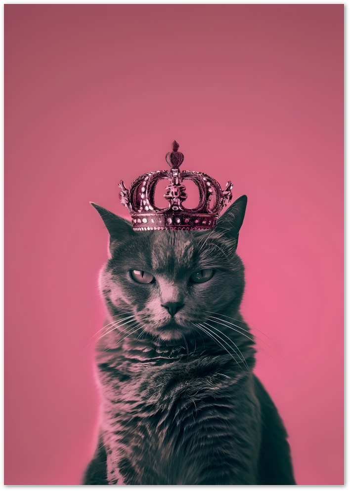 Posterux© | Pink Queen Cat Poster – Glam Royal Attitude