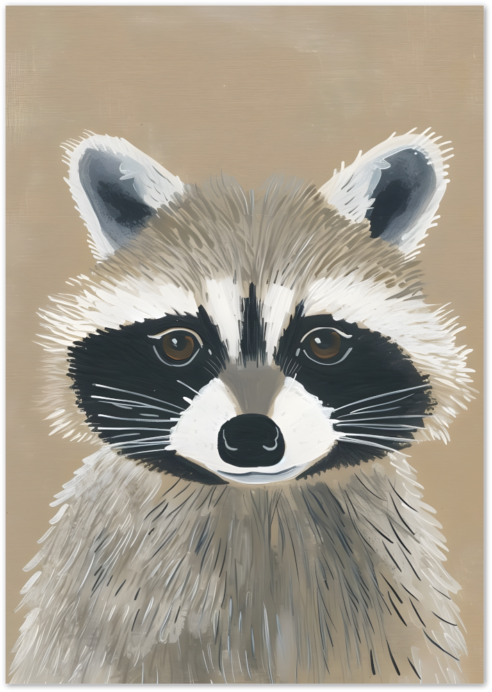 Posterux© | Raccoon Portrait Poster – Soft & Curious Expression