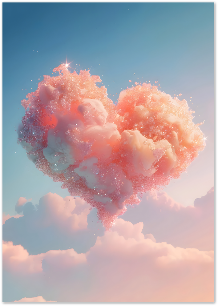 Posterux© | Heart Cloud Poster – Cotton Candy Skies and Dreamy Romance