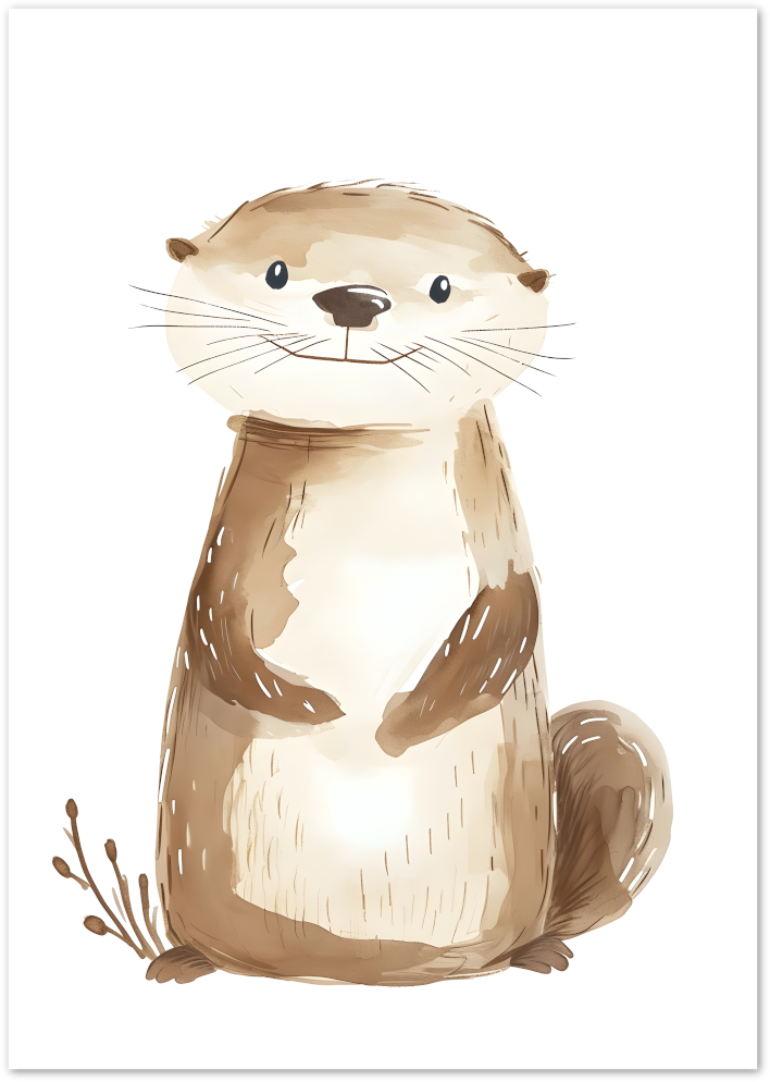 Posterux© | Happy Otter Poster – Whimsical Animal Watercolor