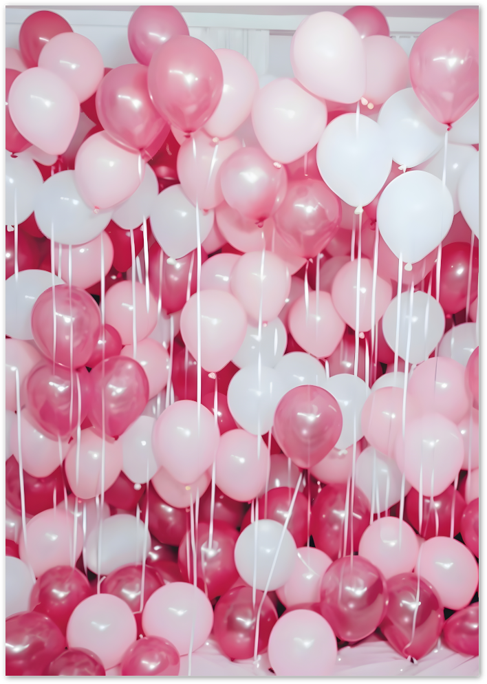 Posterux© | Pink Balloon Party Poster – Whimsical Pop of Celebration