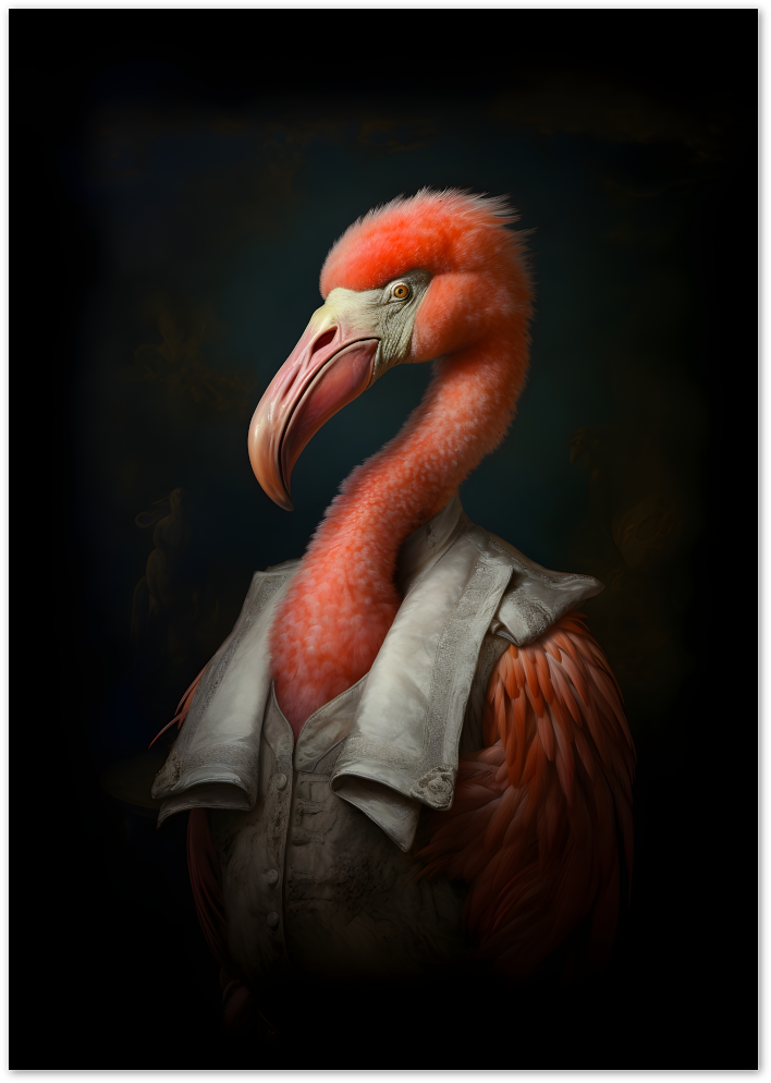 Posterux© | Flamingo Aristocrat Poster – Regal Animal Portrait