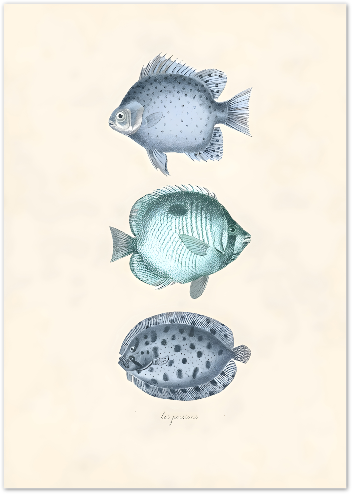 Posterux© | Les Poissons Poster – Vintage Fish Illustration