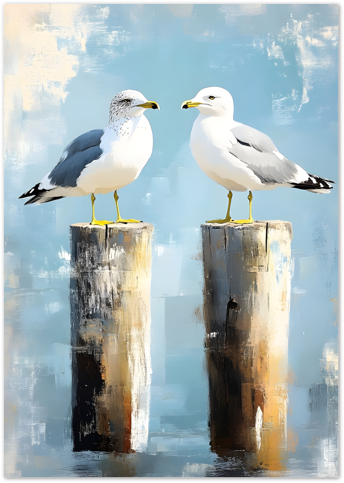 Posterux© | Seagull Companions Poster – Coastal Minimalism