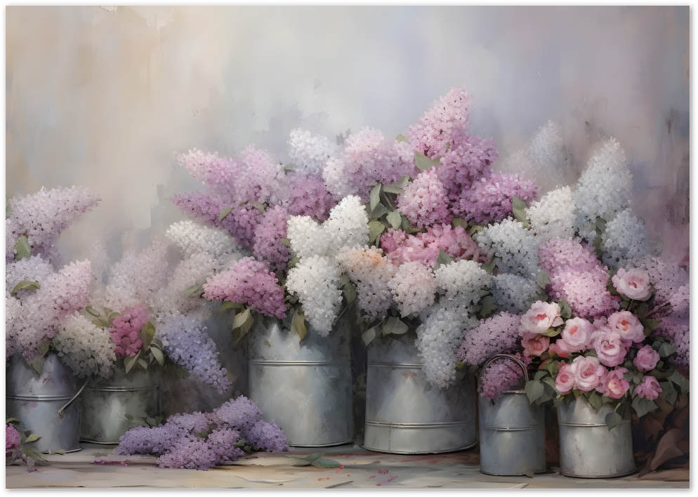 Posterux© | Lilac & Roses Poster – French Flower Market Style