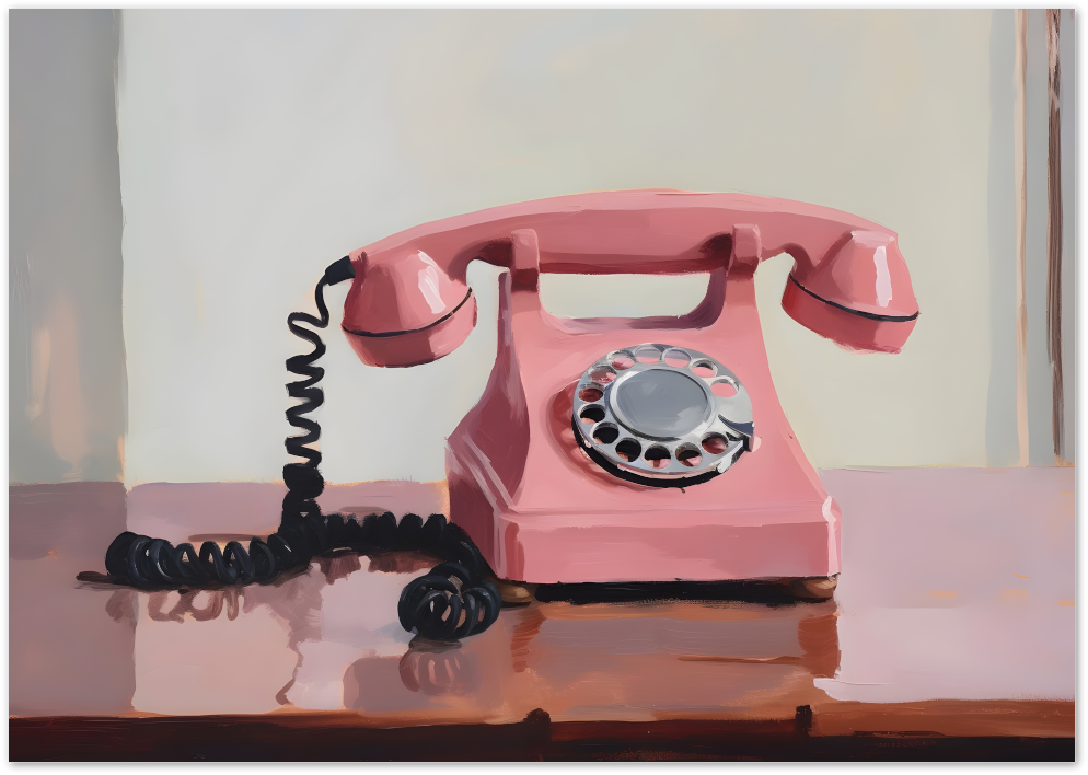 Posterux© | Pink Rotary Phone Poster – Vintage Pop Art