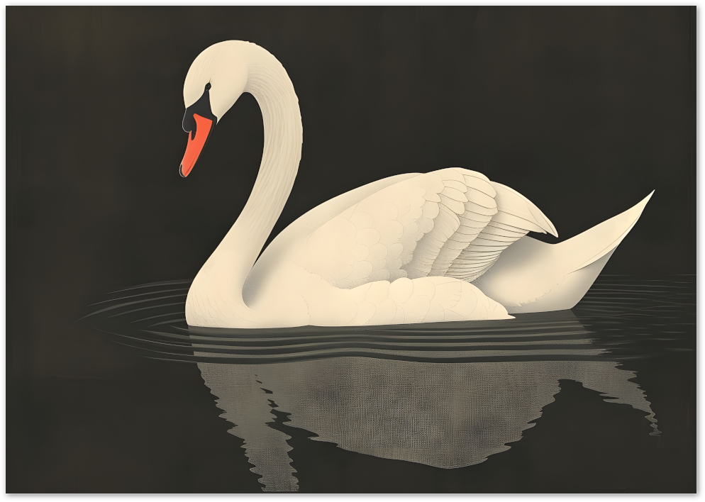 Posterux© | Elegant White Swan Poster – Minimalist Bird Art