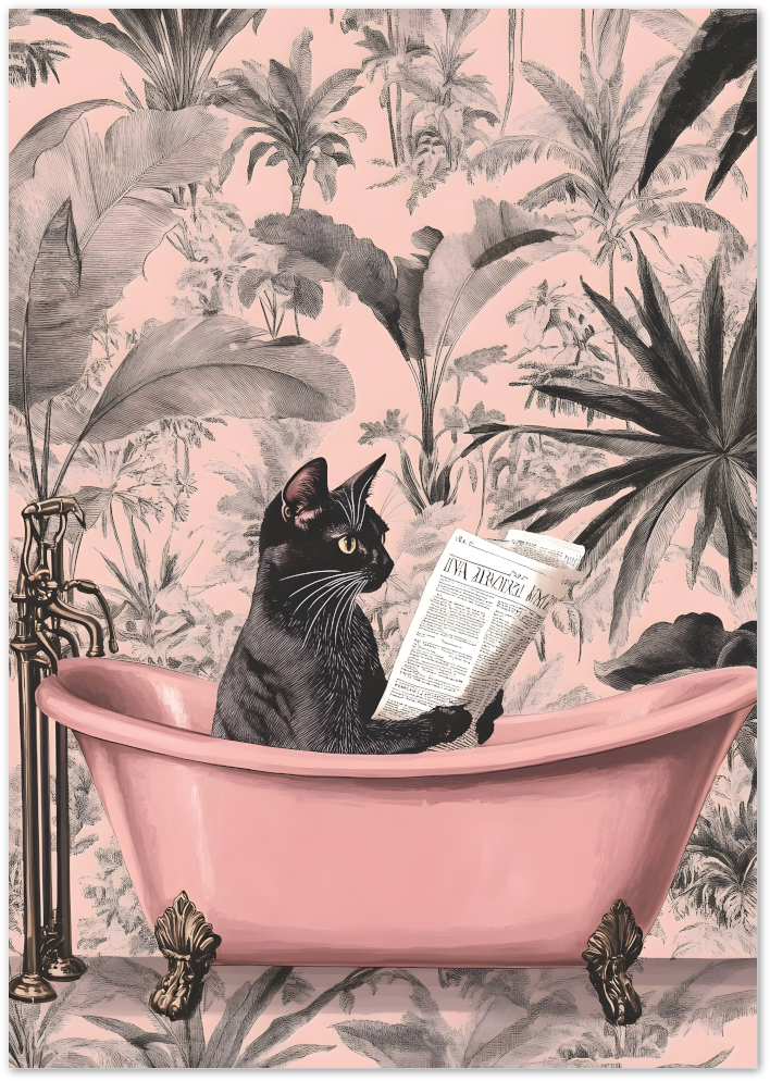 Posterux© | Cat in Bathtub Poster – Whimsical Bathroom Chic