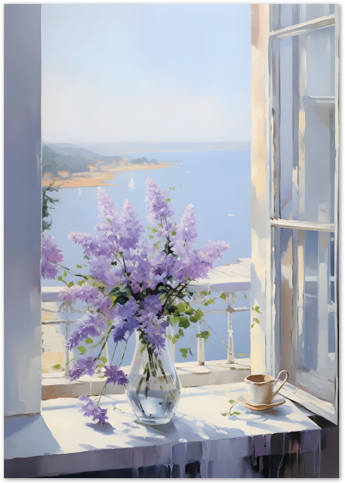 Posterux© | Lilac by the Sea Poster – Serene Coastal Floral Art