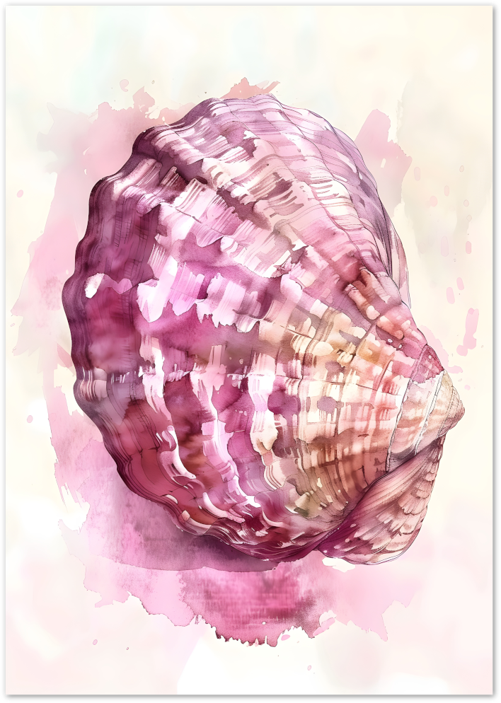 Posterux© | Pink Seashell Poster – Coastal Watercolor Art
