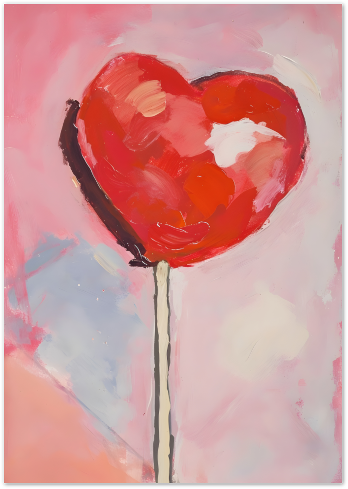 Posterux© | Heart Lollipop Poster – Abstract Pop Art in Pink & Red