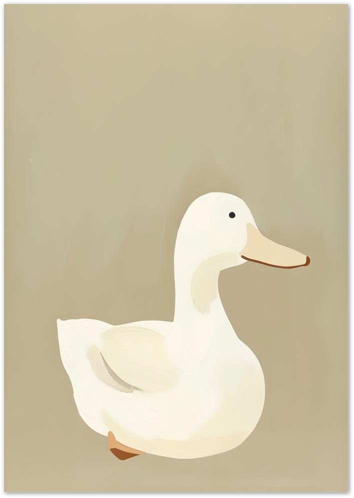 Posterux© | White Duck Poster – Soft Pastel Animal Art