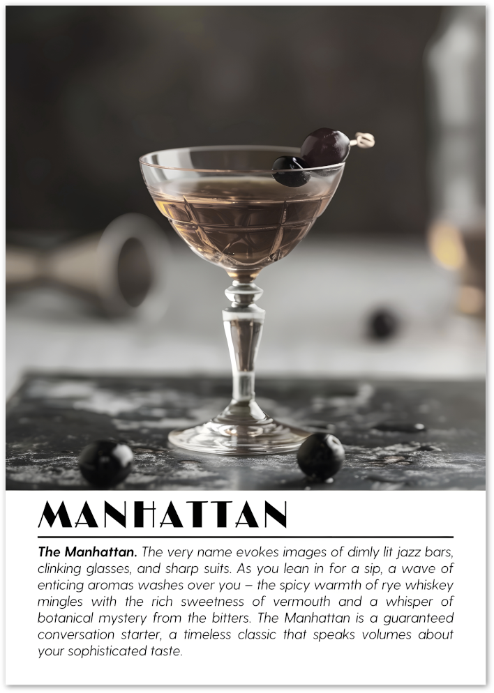 Posterux© | Manhattan Cocktail Poster – Vintage Glamour Style