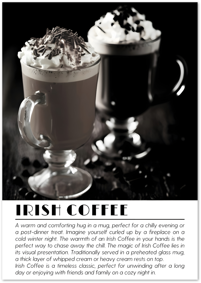 Posterux© | Irish Coffee Poster – Cozy Winter Drink Print