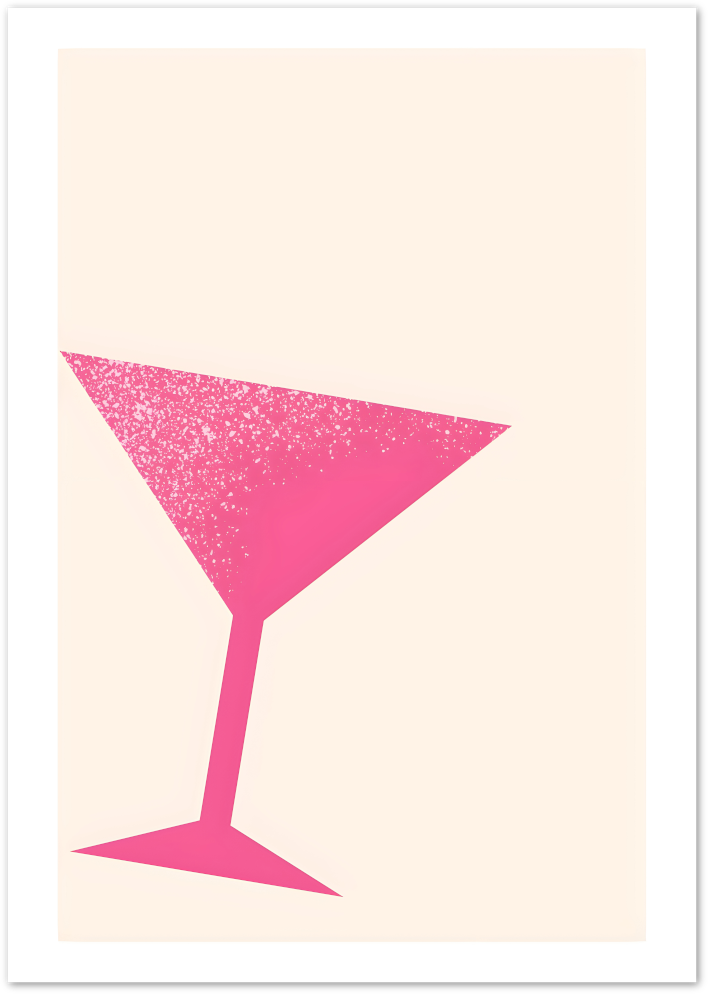 Posterux© | Pink Martini Glass Poster – Minimal Cocktail Illustration