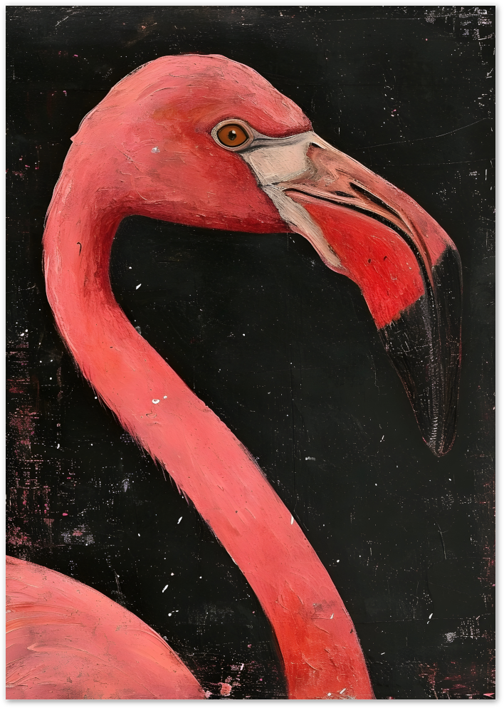 Posterux© | Flamingo Portrait Poster – Dark Tropical Art