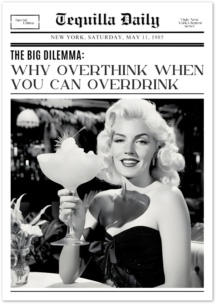Posterux© | Why Overthink When You Can Overdrink Poster – Retro Glam Quote