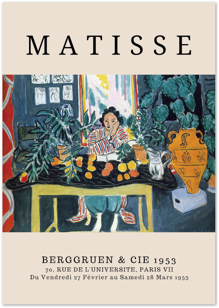 Posterux© | Interior with Black Fern Poster – Matisse Citrus Still Life Print