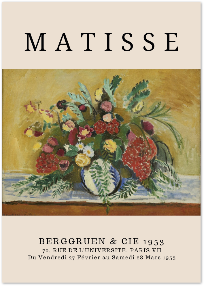 Posterux© | Flowers in Striped Vase Poster – Matisse Floral Expressionism
