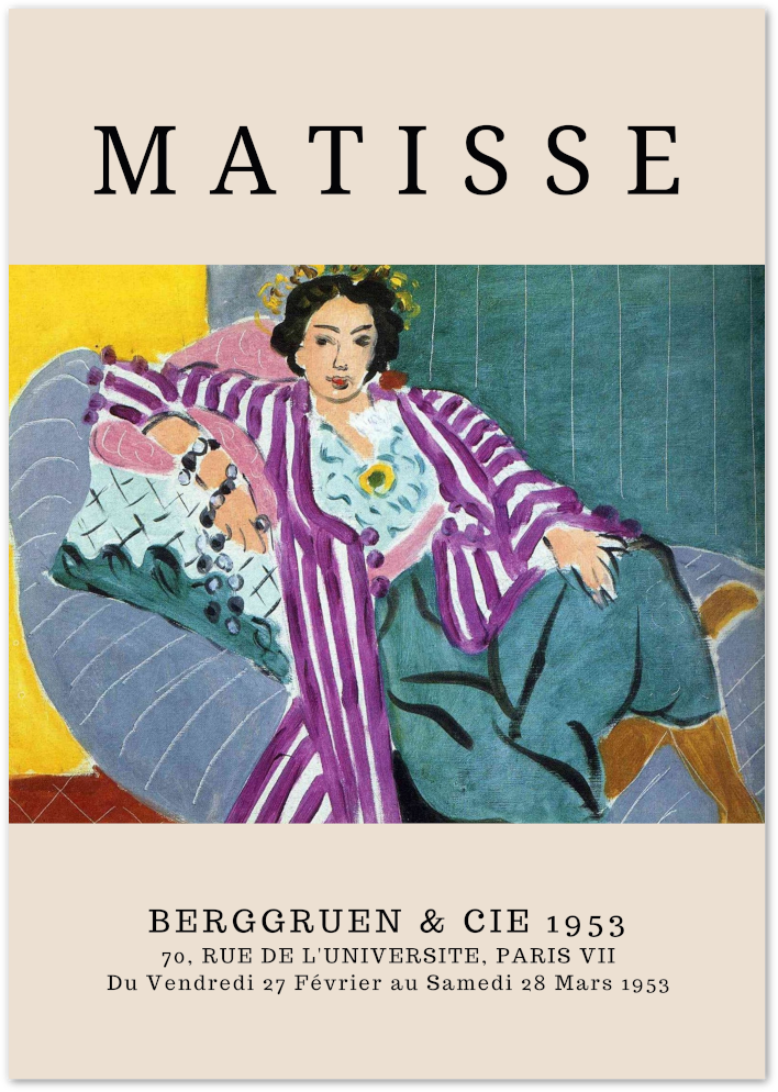 Posterux© | Woman in Purple Stripes Poster – Matisse Exhibition Style