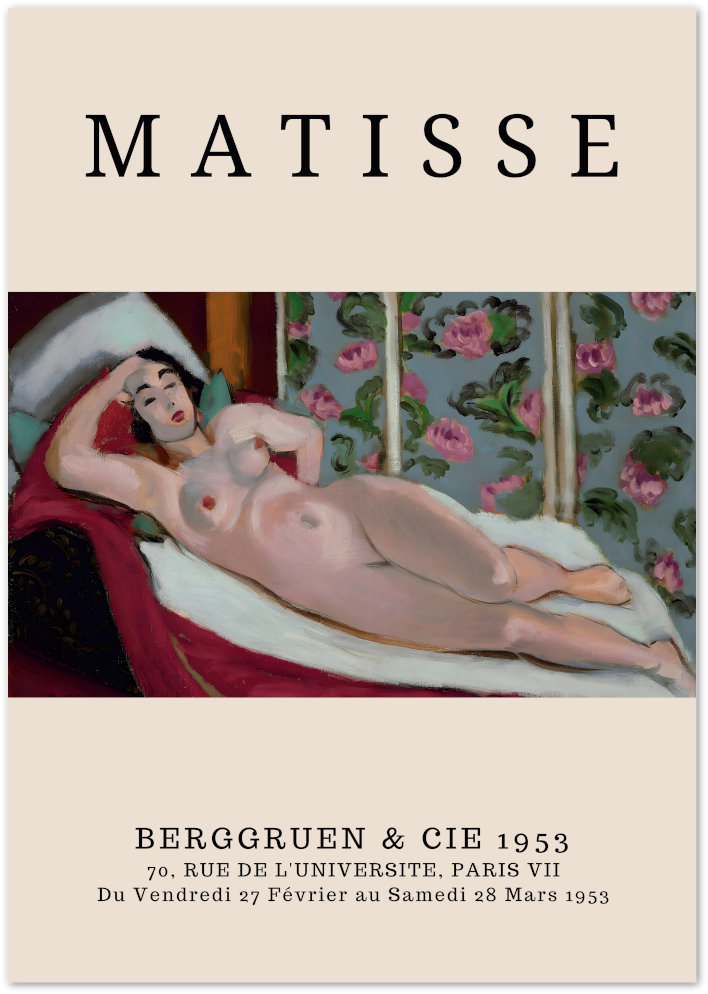 Posterux© | Matisse Reclining Nude Poster – French Art Exhibition Style