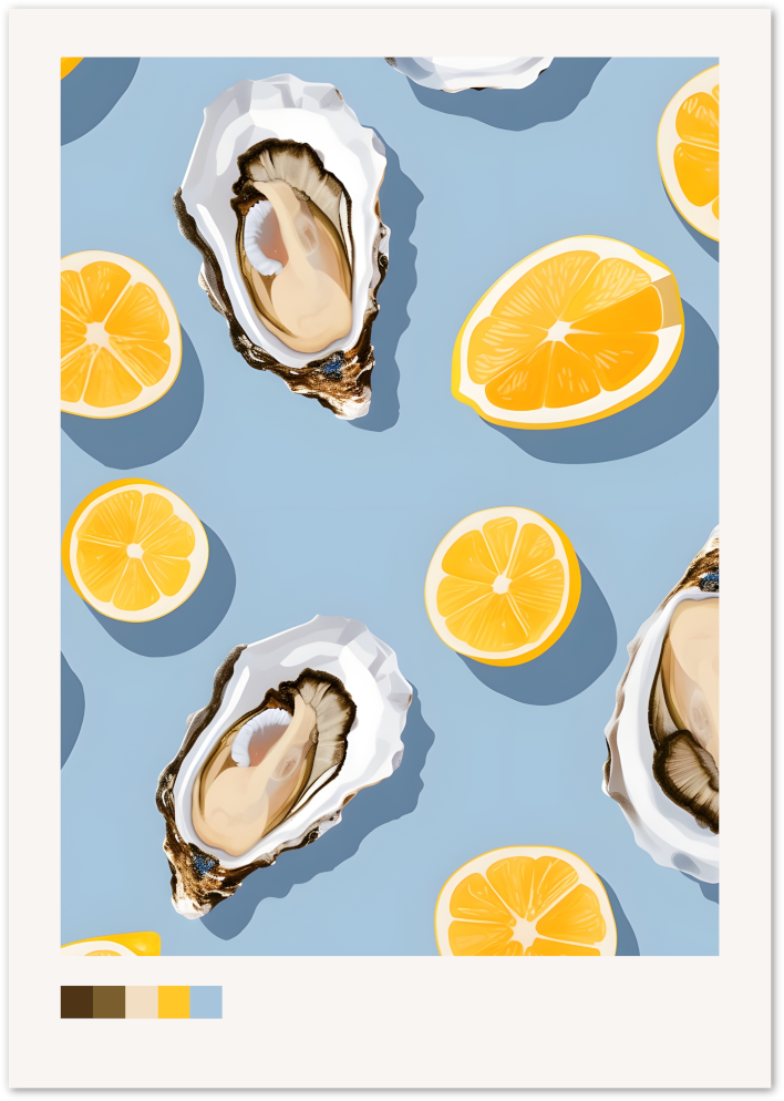 Posterux© | Oysters & Lemon Poster – Coastal Kitchen Pop Style