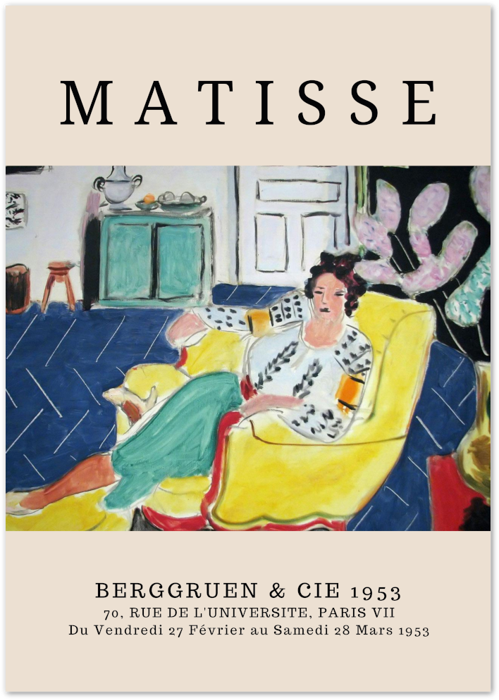 Posterux© | Matisse Woman in Yellow Chair Poster – Berggruen Exhibition 1953