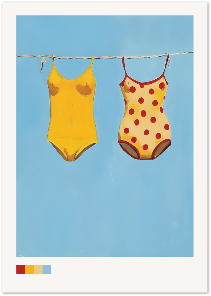 Posterux© | Swimsuits on a Line Poster – Retro Summer Style