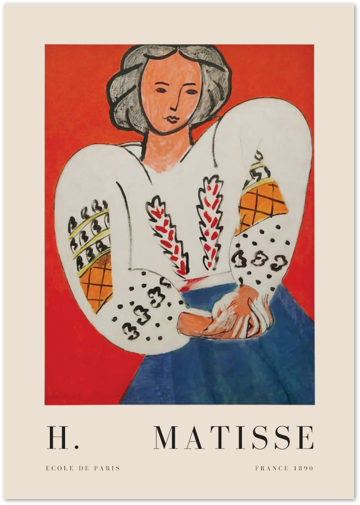 Posterux© | Woman in Romanian Blouse Poster – Matisse Fauvist Style