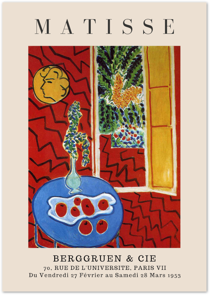 Posterux© | Red Interior with Apples Poster – Matisse Exhibition Art