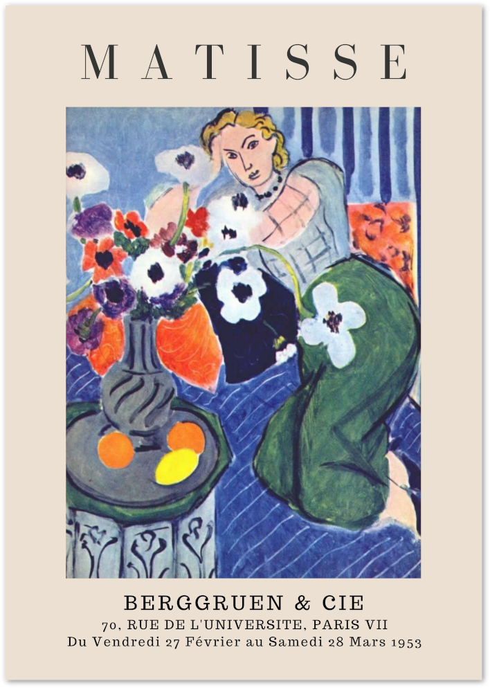 Posterux© | Woman with Poppies Poster – Matisse Floral Composition