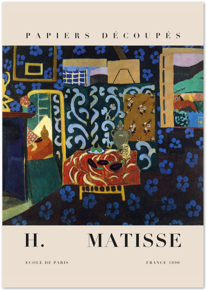 Posterux© | Matisse Interior with Blue – Papiers Découpés Poster