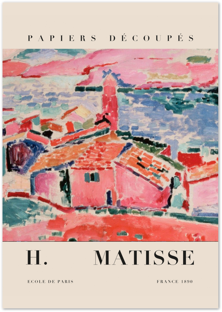 Posterux© | The Pink Rooftops Poster – Fauvist French Coastline by Matisse