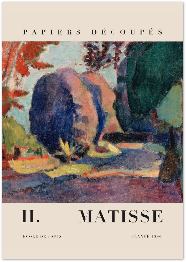 Posterux© | Purple Rock Garden Poster – Matisse Fauvist Landscape
