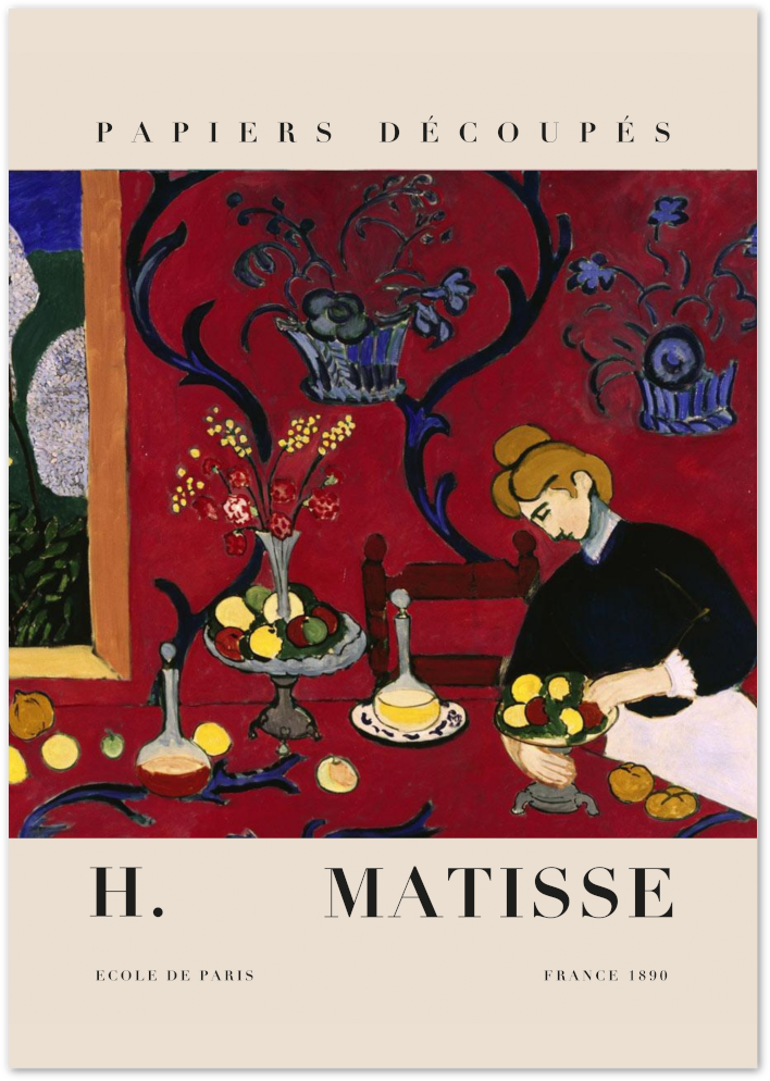 Posterux© | Red Room with Woman Poster – Matisse Dining Room Scene