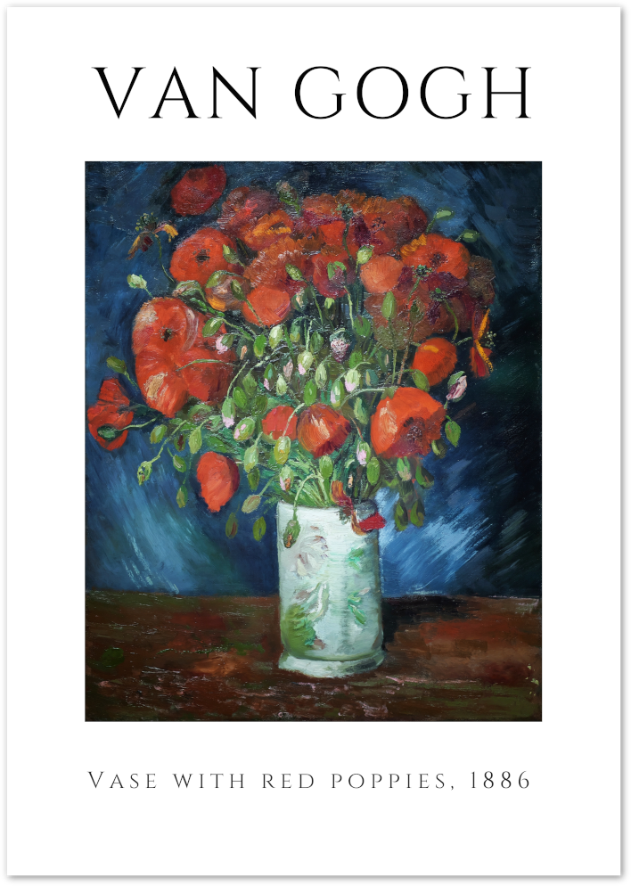 Posterux© | Vase with Red Poppies Poster – Van Gogh Floral Artwork
