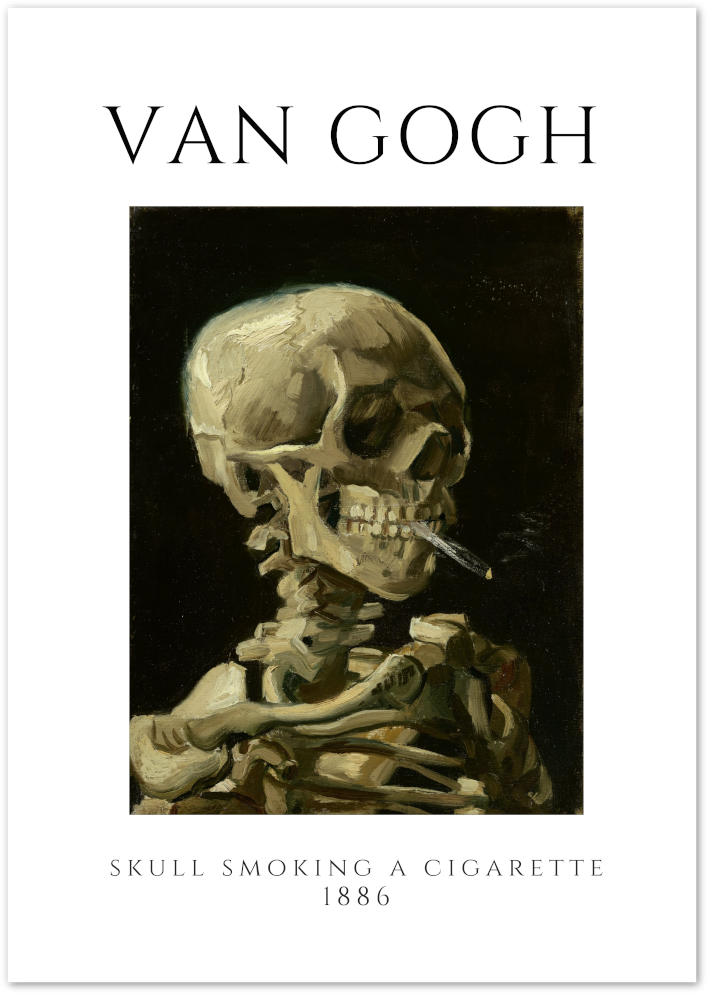Posterux© | Skull with Cigarette – Van Gogh Dark Humor Poster