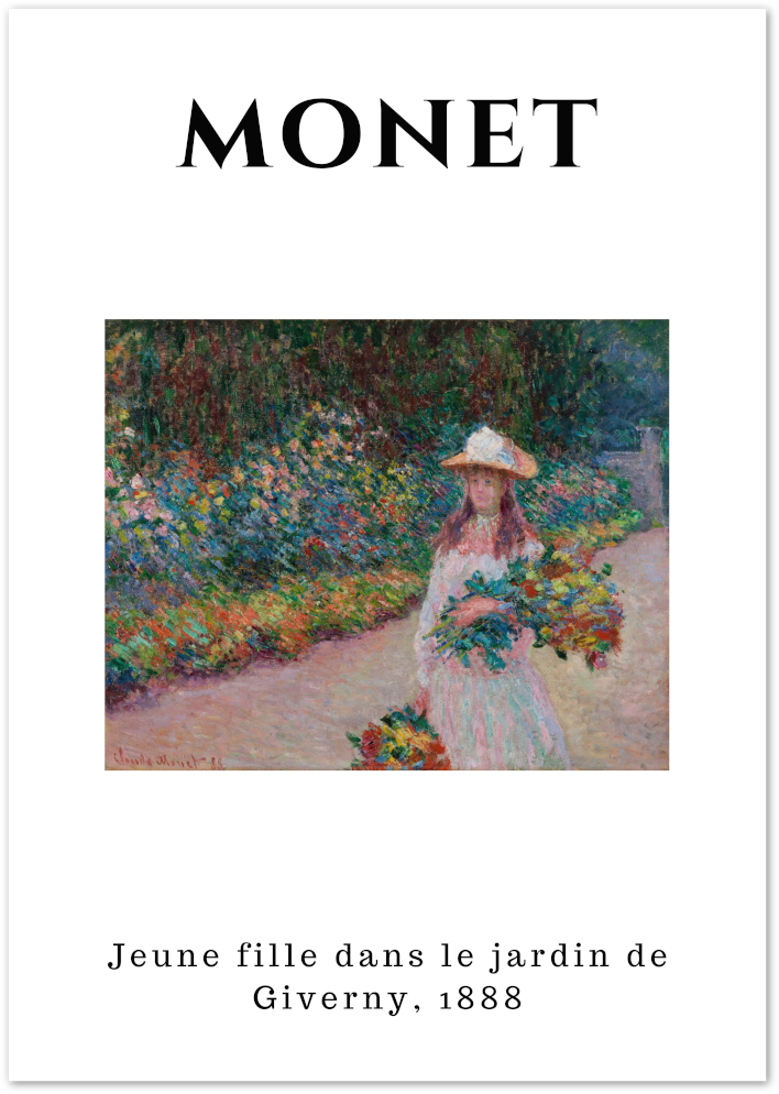 Posterux© | Jeune fille dans le jardin de Giverny – Monet Garden Poster
