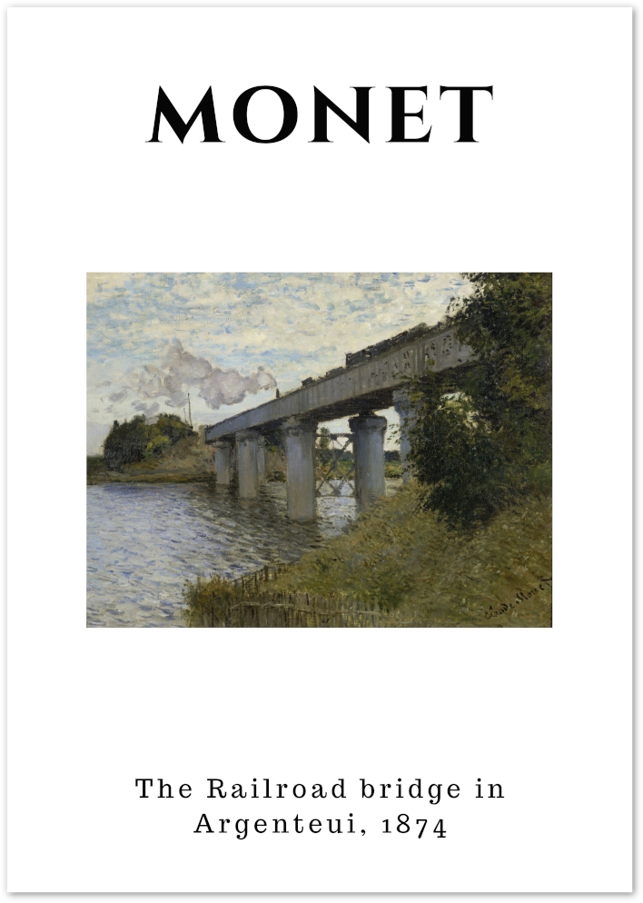 Posterux© | The Railroad Bridge in Argenteuil Poster – Monet Industrial Impressionism