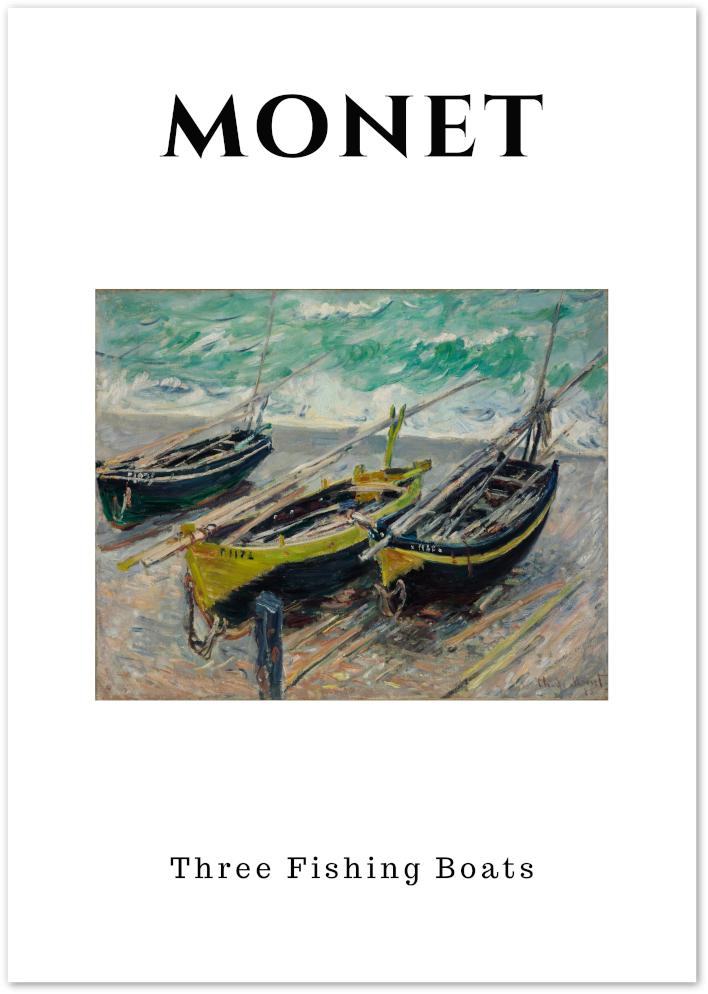 Posterux© | Three Fishing Boats Poster – Monet Seaside Art