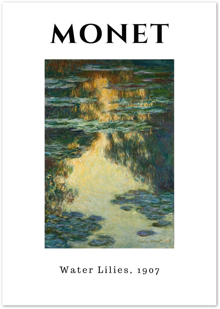 Posterux© | Water Lilies Poster – Monet Impressionist Garden Art (Vertical Reflection)