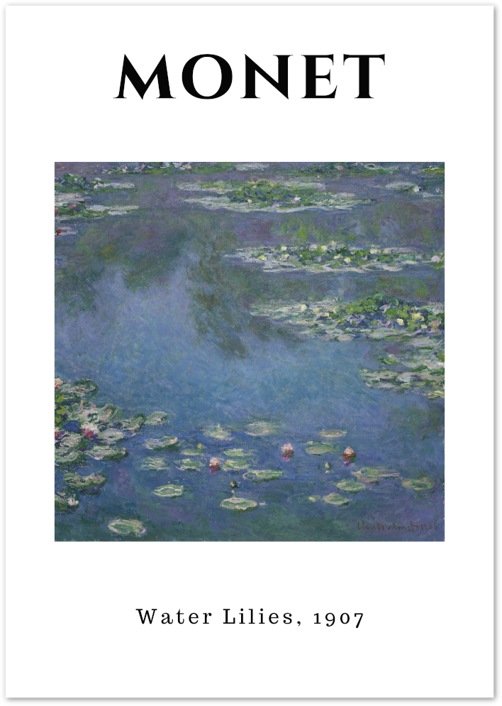 Posterux© | Water Lilies Poster – Monet Blue Garden Series