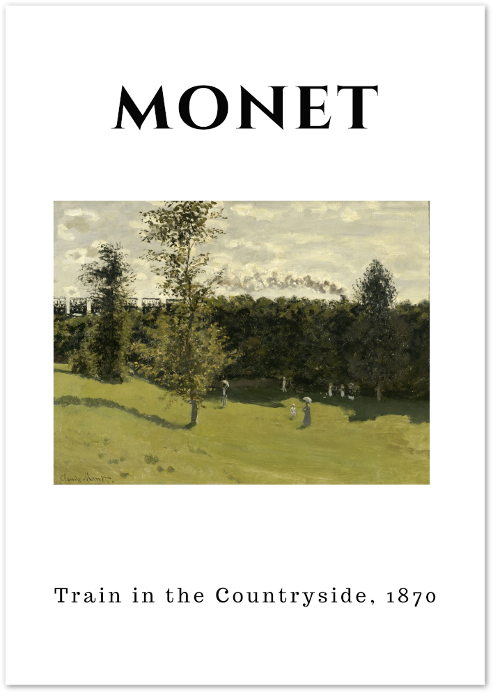 Posterux© | Train in the Countryside Poster – Monet Landscape Art