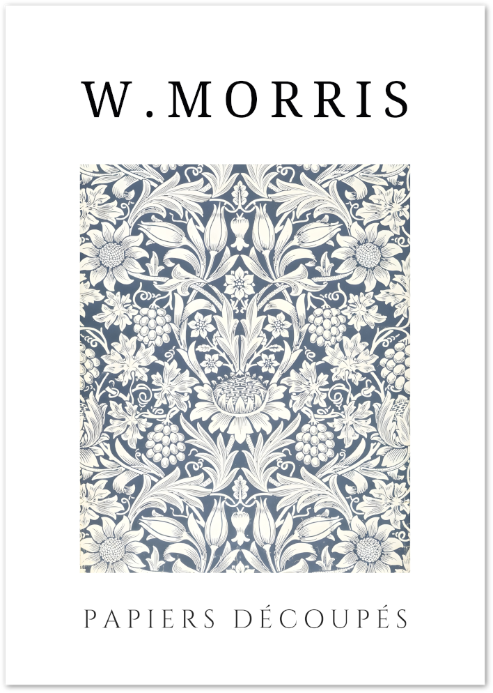 Posterux© | Blue Floral Pattern Poster – W. Morris Vintage Wallpaper Art