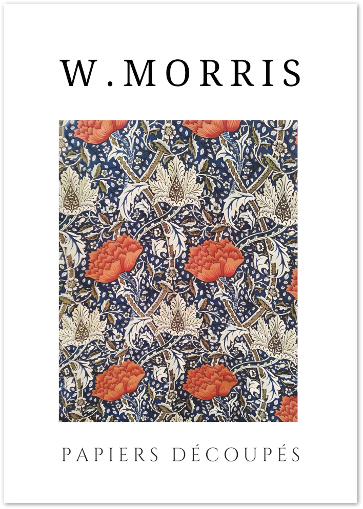 Posterux© | Red Blooms Poster – William Morris Floral Design