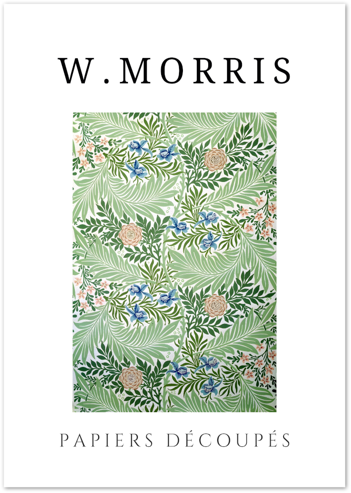 Posterux© | Green Petals Poster – William Morris Floral Pattern