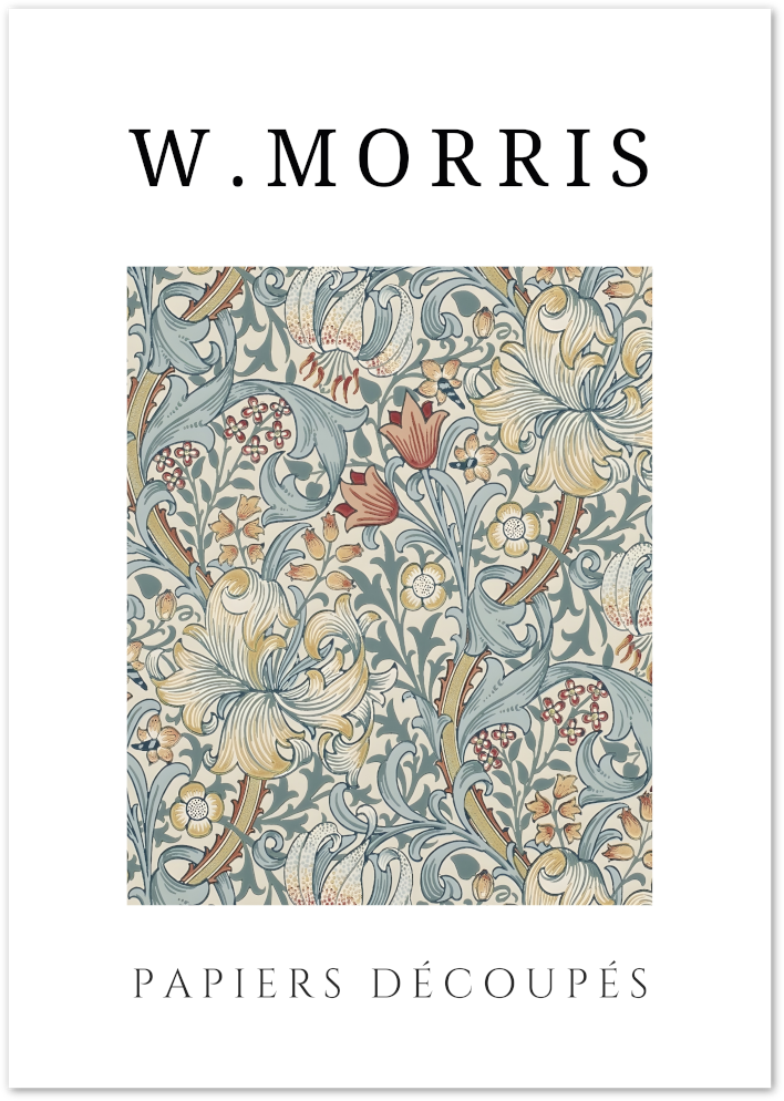Posterux© | Soft Red Tulip Poster – William Morris Floral Design